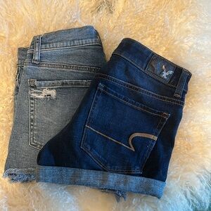 2 pair denim shorts Aeropostale and American eagle sz 4 hi-rise and aero cheeky